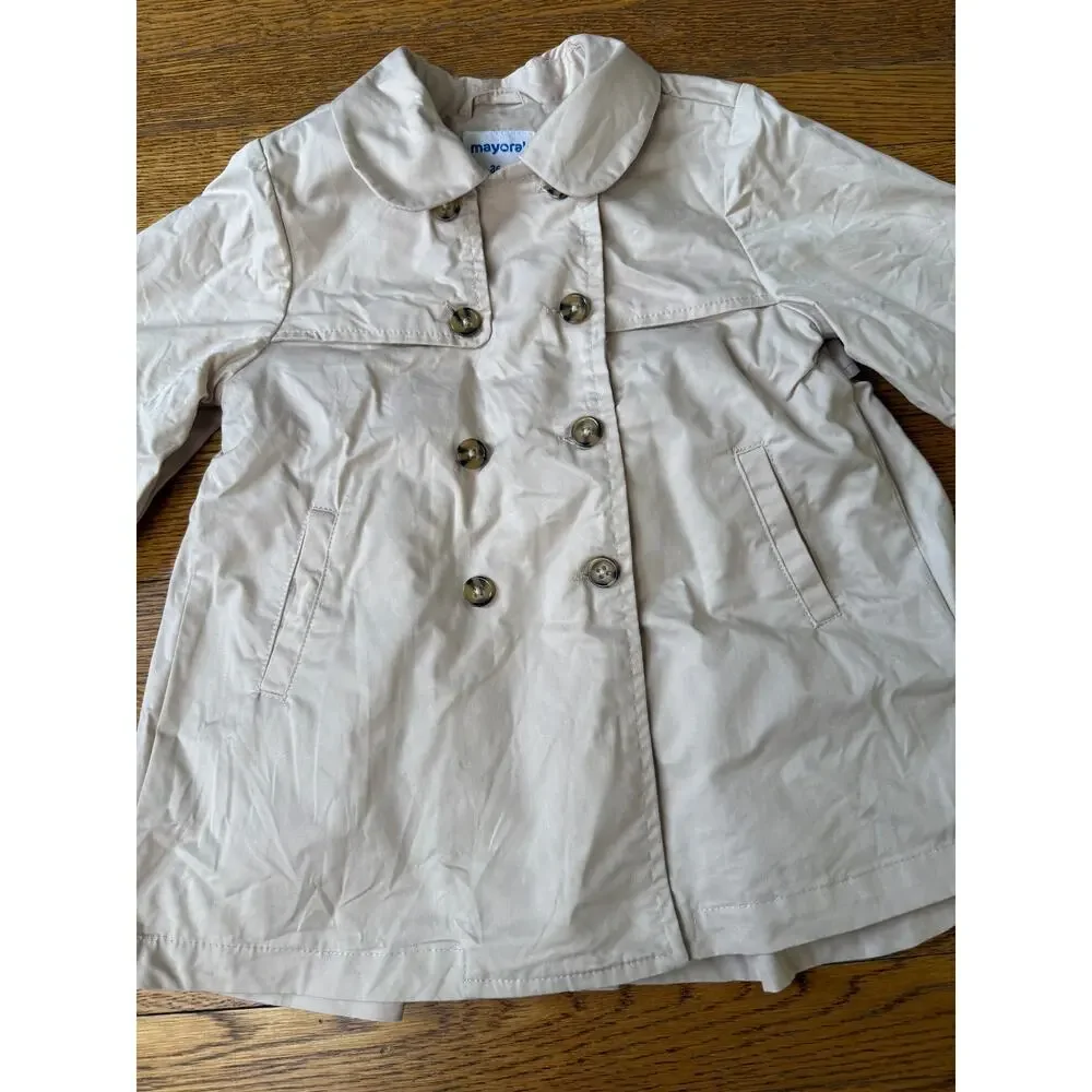 Mayoral Girls' Khaki Button Peacoat Size 3
